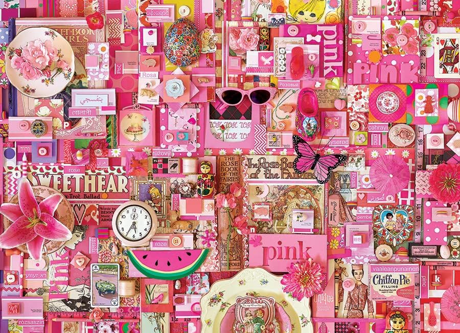 Cobble Hill 1000 Piece Puzzle - Rainbow Collection: Pink - Sample Poster Included