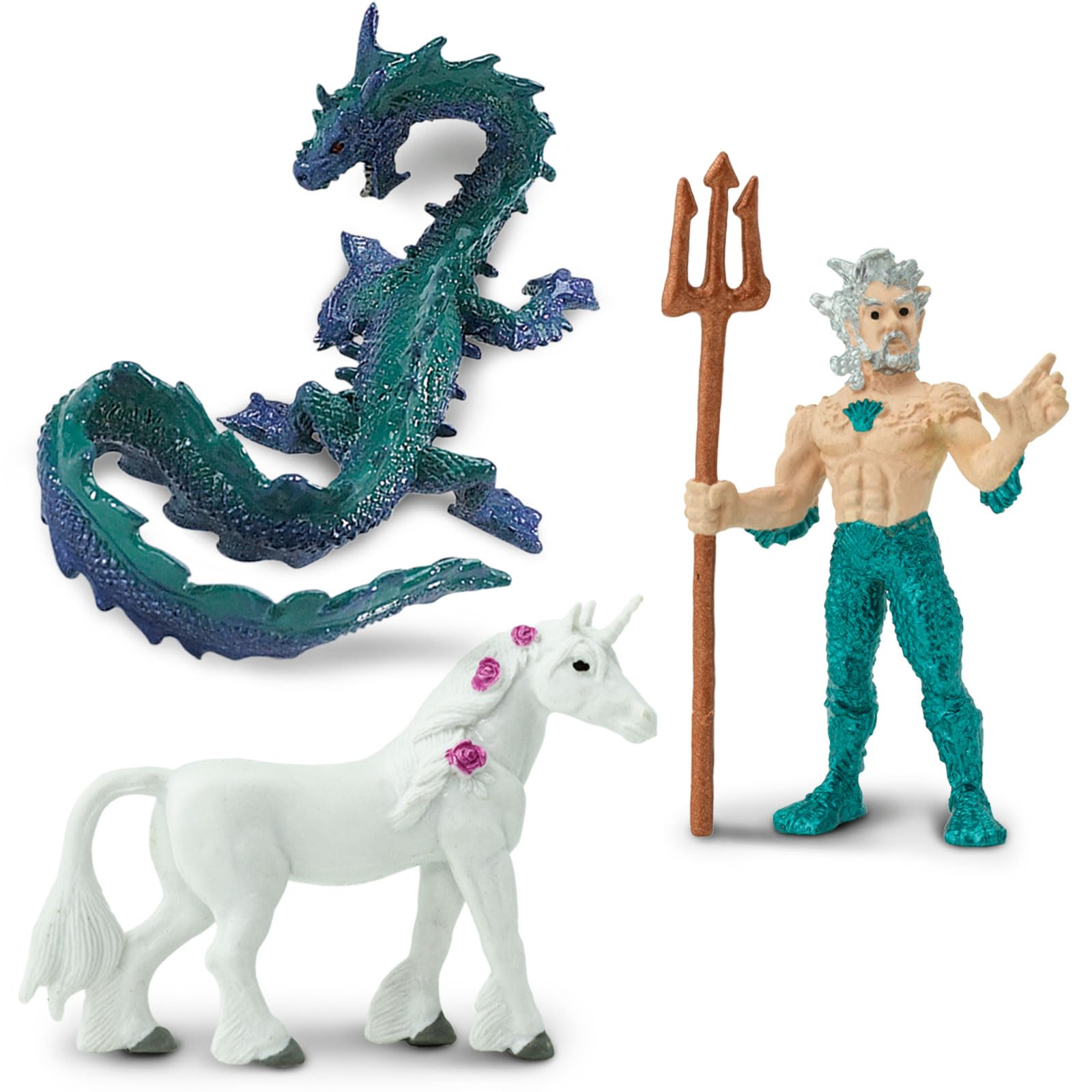 Safari Ltd. Mythical Realm TOOB - 8 Mini Figurines: Chimera, Griffin, Phoenix, Unicorn, Sea Dragon, Minotaur, Poseidon, & Mermaid - Mythology