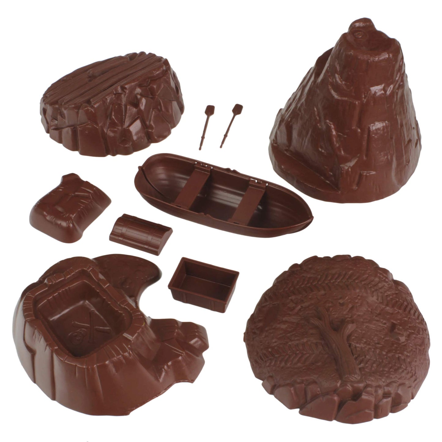 TimMee Battle Terrain Plastic Army Men Playset Accessories - Volcano Island Boat