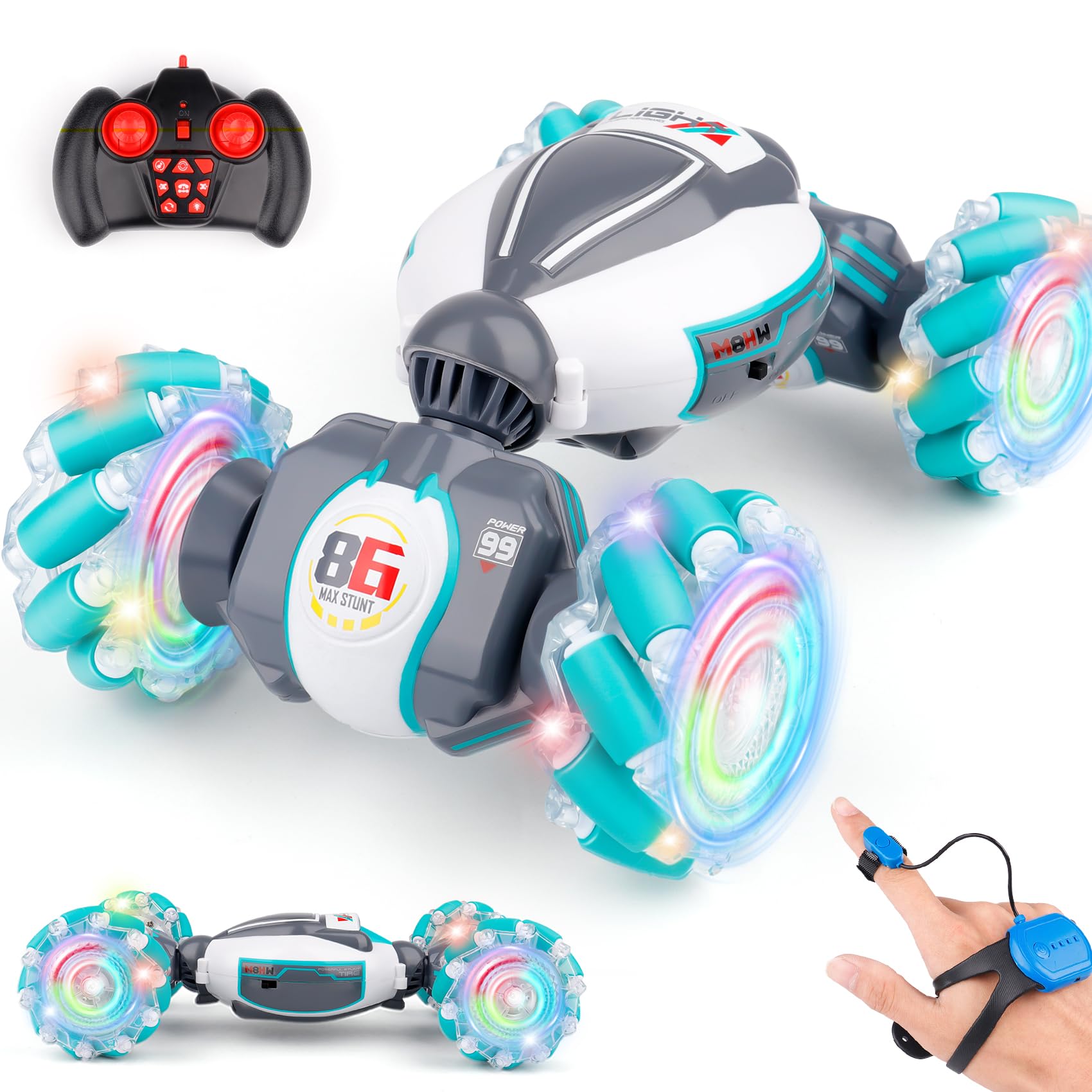 PREPOP Gesture Sensing RC Stunt Car, Birthday for Age 6 7 8-12 13+ Year Old Boys - Cool Toys for Kids, Hand Controlled Remote Control Twist Vehicle
