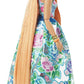 Barbie Extra Fancy Fashion Doll & Accessories with Curvy Shape & Orange Hair in Floral 2-Piece Gown with Pet Kitten