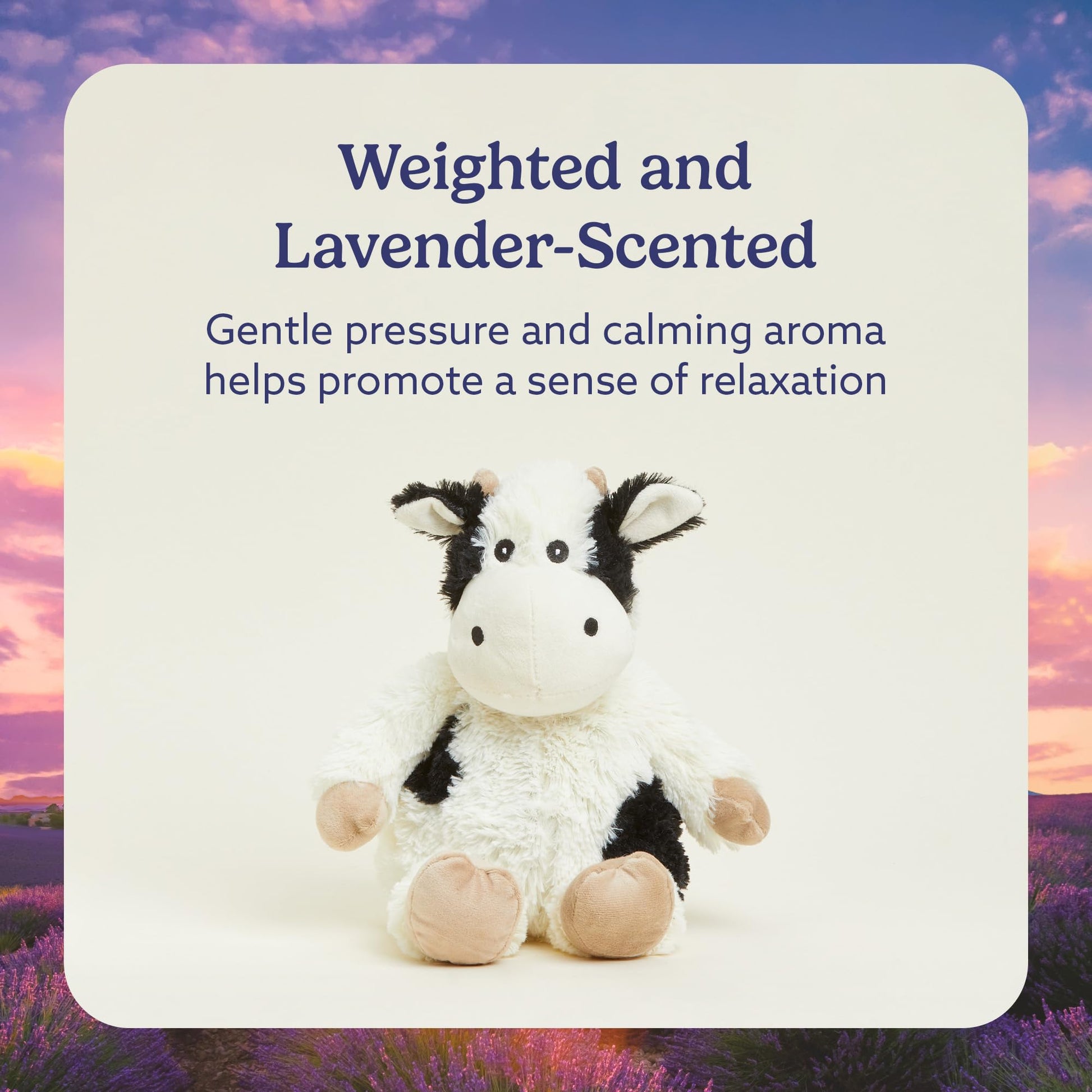 warmies Microwavable & Weighted Stuffed Animals, Black & White Cow - Heated Stuffed Animal Plushie for Warmth & Comfort - Cute Soft Plush Toys