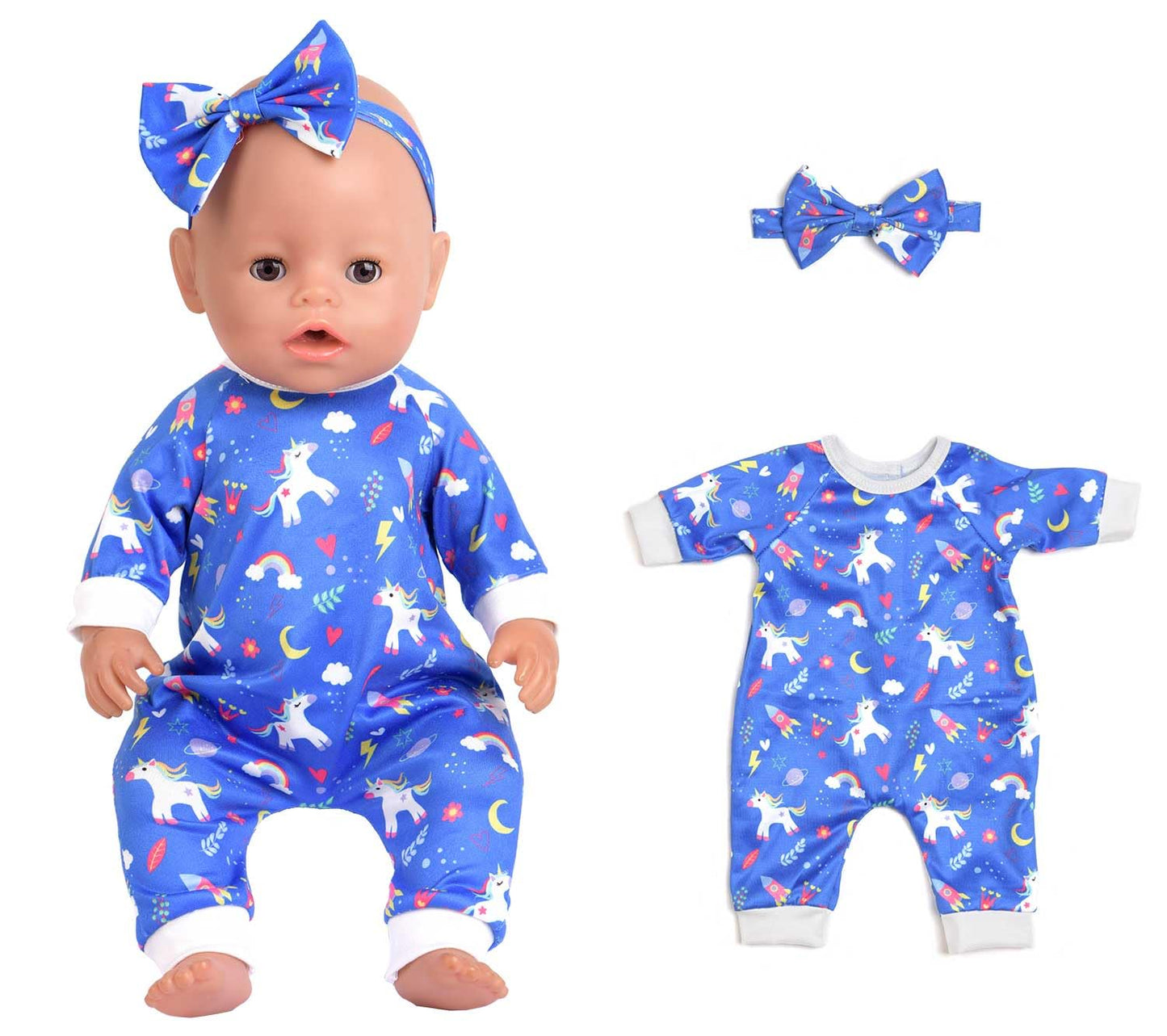 Sweet Dolly 5 Sets Baby Doll Accessories and Clothes - Headbands, Pajamas for 15-18 Inch Dolls, 10 PCs Total