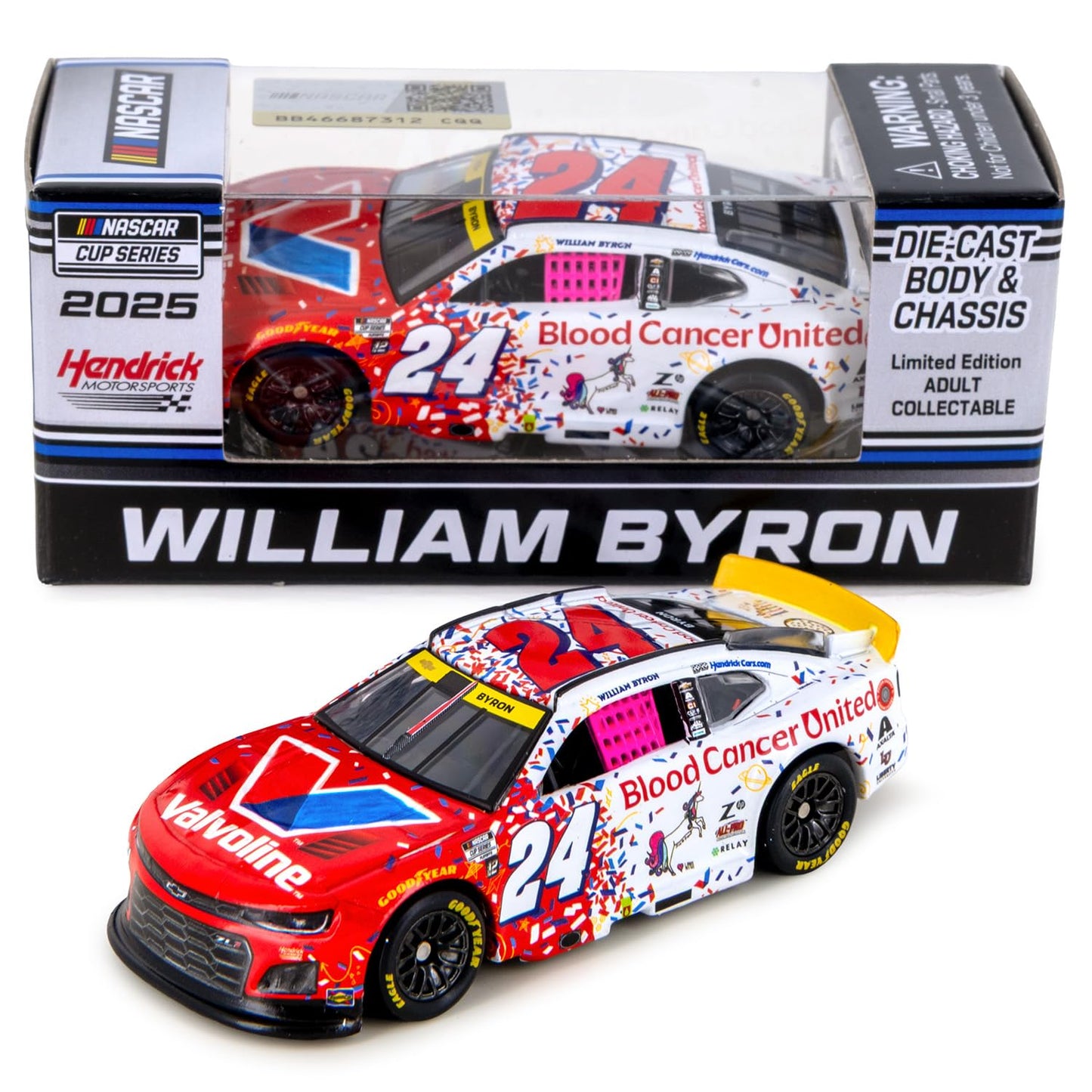 William Byron 2025 VAL/Blood Cancer United Diecast Chassis Car 1:64 Scale