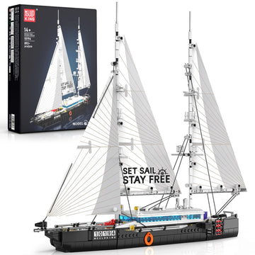 Mould King 10194 Boat Building Sets, MOC Ship Building Kits, Ocean Explorer Boat Model, Home Desk Decor, Collectible Building Toys for Adults/Teens