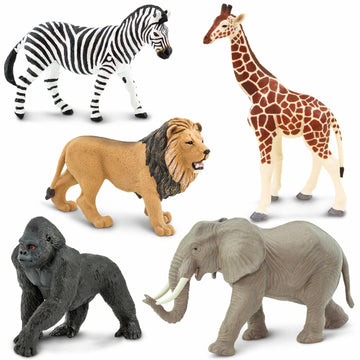 Safari Ltd. African Animals Toy Set - Realistc Figurines of Lion, Zebra, African Elephant, Giraffe, and Gorilla - Play Set for Boys, Girls & Kids 3+
