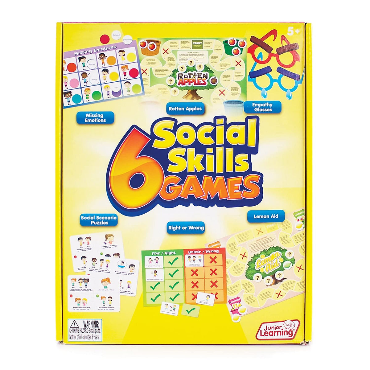 Junior Learning 6 Social Skills Board Games, Multi-Color Set for Kids