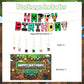 Pixel Game-Happy Birthday Banner- Includes Birthday Banner & Backdrop & Spiral Hanging supplies, Pixel party supplies Kit, Ideal for Game Theme