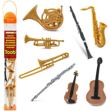 Safari Ltd Musical Instruments TOOB - Figurines: Trombone, Flute, Saxophone, Guitar, Violin, Horn, Trumpet, Clarinet - Educational Toys for Boys