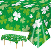 2 Pack St Patrick's Day Tablecloth - Green Shamrock Table Cloth, Plastic Disposable Rectangle Luck Irish Clover Table Cover for Saint Patrick Day