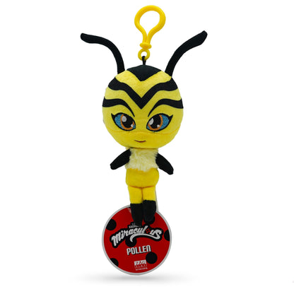 Miraculous Ladybug - Kwami Lifesize Pollen, 5-inch Bee Plush Clip-on Toys for Kids, Super Soft Collectible Stuffed Toy with Glitter Stitch Eyes