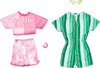 Barbie & Ken Fashions 2-Pack Clothing & Accessories Set, Pink Dream Top & Skirt with Bracelet for Barbie Doll & Striped Romper & Sunglasses for Ken