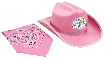 Aeromax Happy Birthday Cowgirl Hat Pink Sparkle & Bandanna, CBPS-HB-HAT