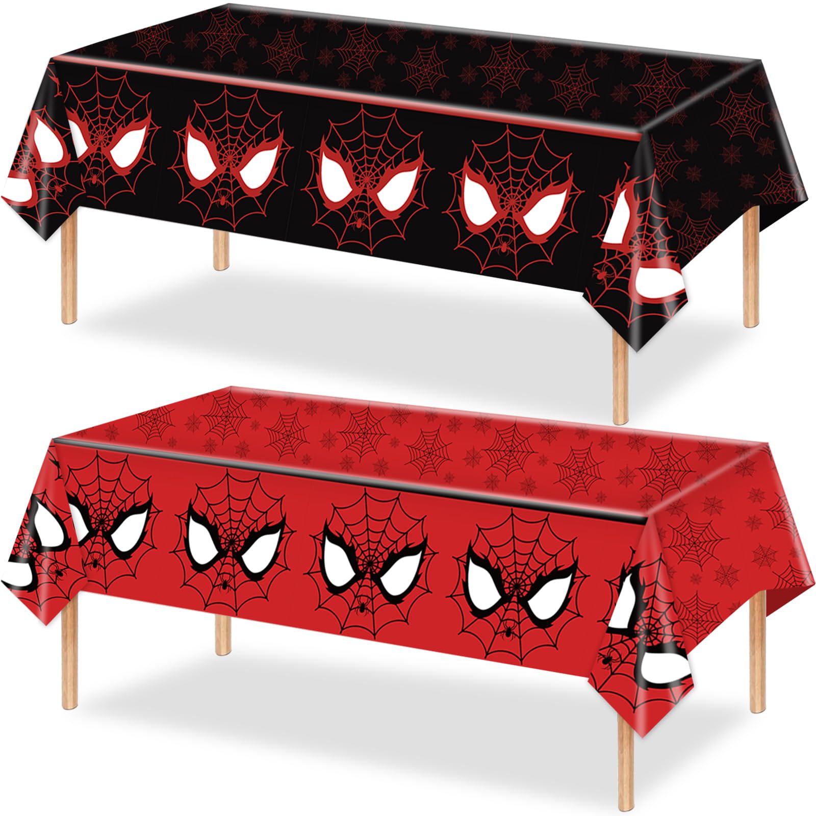 WPDISCZ 4Pcs Spider Birthday Decorations Tablecloths, 54" x 108" Spider Table Cloth Disposable Rectangle Plastic Table Cover for Birthday Party