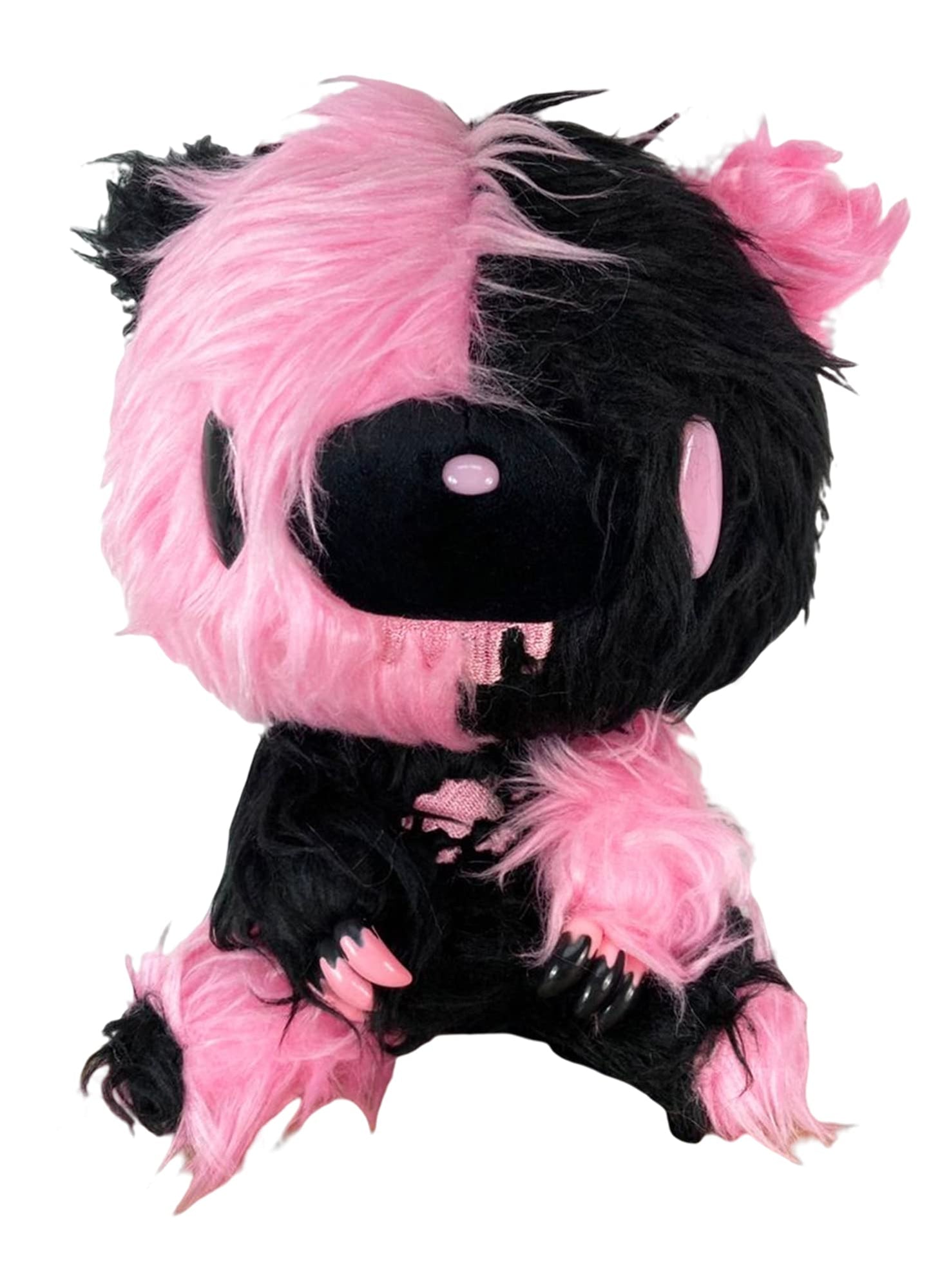 Gloomy Bear - Black Pink Gloomy Bear Sitting Pose Long Hair Fur Plush 7" H