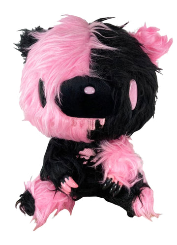 Gloomy Bear - Black Pink Gloomy Bear Sitting Pose Long Hair Fur Plush 7" H