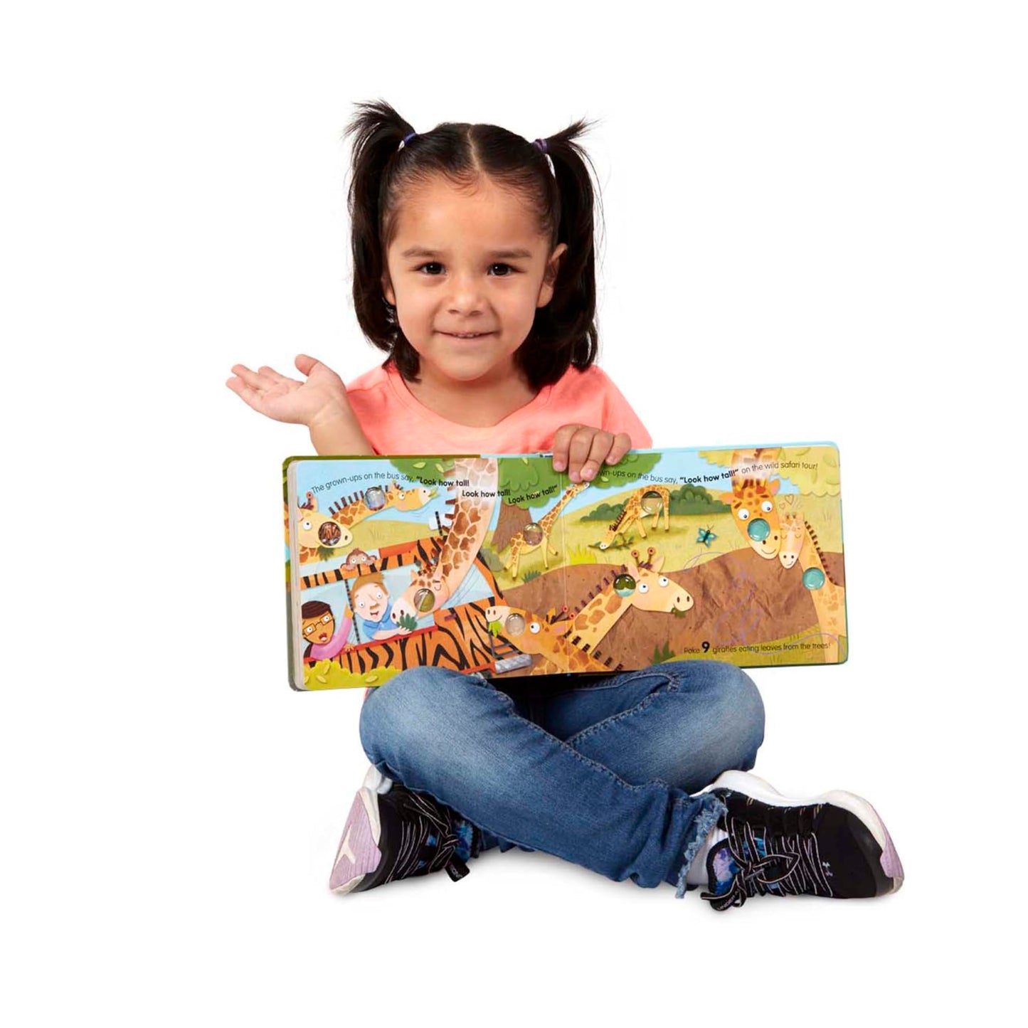 Melissa & Doug Poke-a-Dot! The Wheels on the Bus Wild Safari, Interactive Children's Board Book with Buttons to Pop, Educational Sensory Toy for