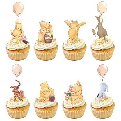 48 Pcs Classic Winnie Cupcake Toppers Cake Topper Cute Baby Shower Decorations Adorable For Bee Themed Party Decor Welcome Baby First Birthday