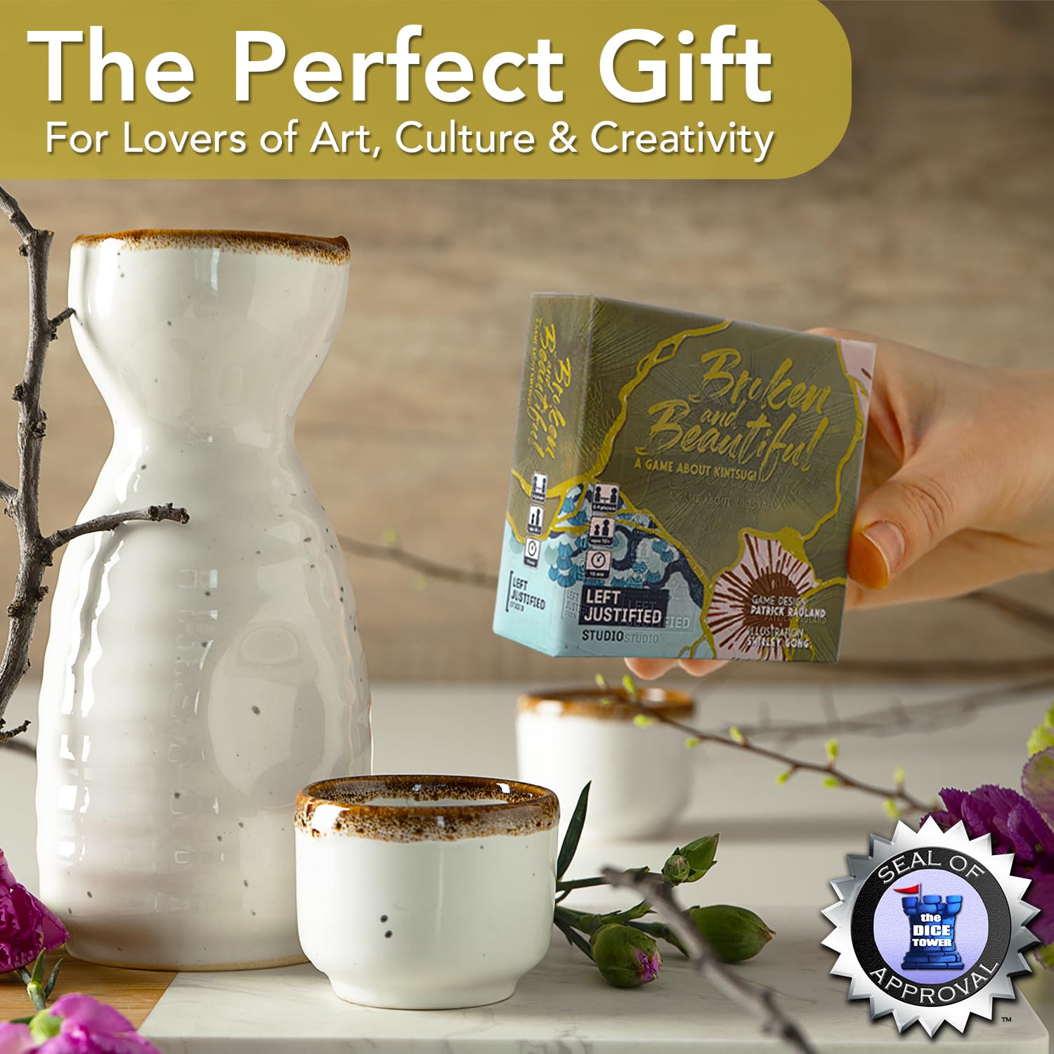 Left Justified Broken and Beautiful Kintsugi Card Game - A Uniquely Themed Deck for Game Night Fun with Family and Friends - Adults and Teens - 2 to 4