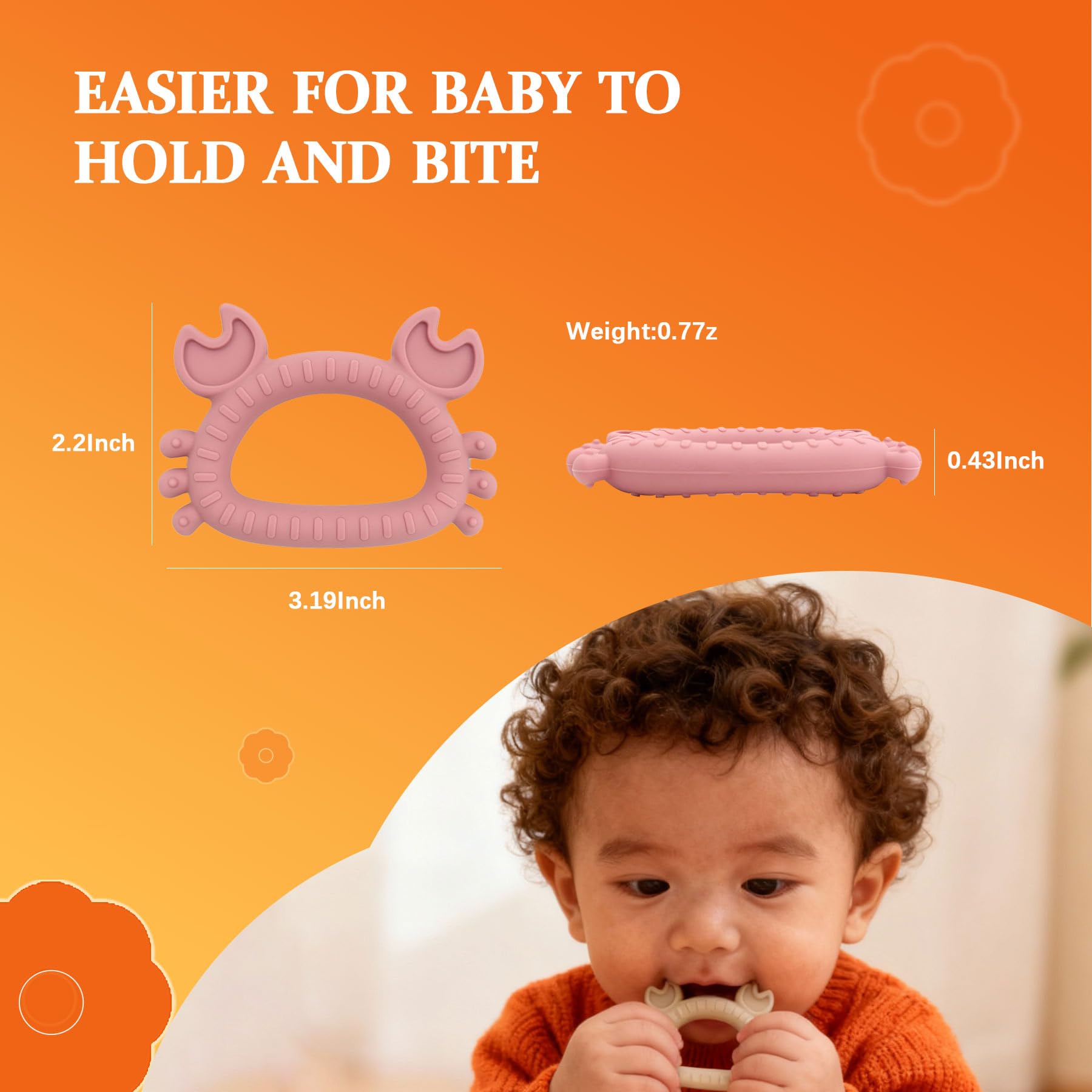Easter Teething Toys for Newborns 0-3-6Months Food-Grade Silicone BPA-Free Anti-Choking One-Piece Design Soft & Non-Toxic First Teether for Tiny Hands