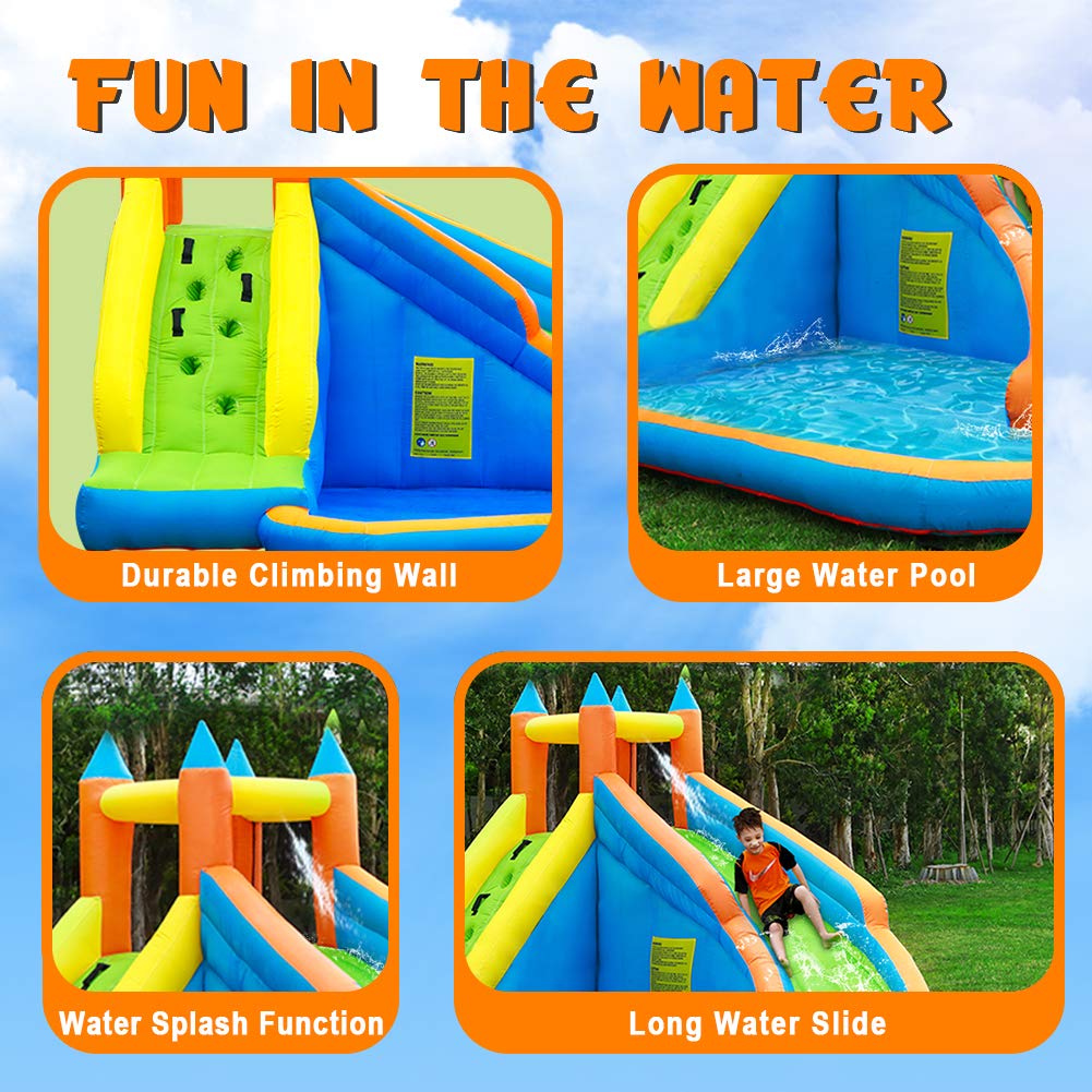 Inflatable Bounce Slide Water Park Backyard Bouncy Slide House with Air Blower for Kids Outdoor