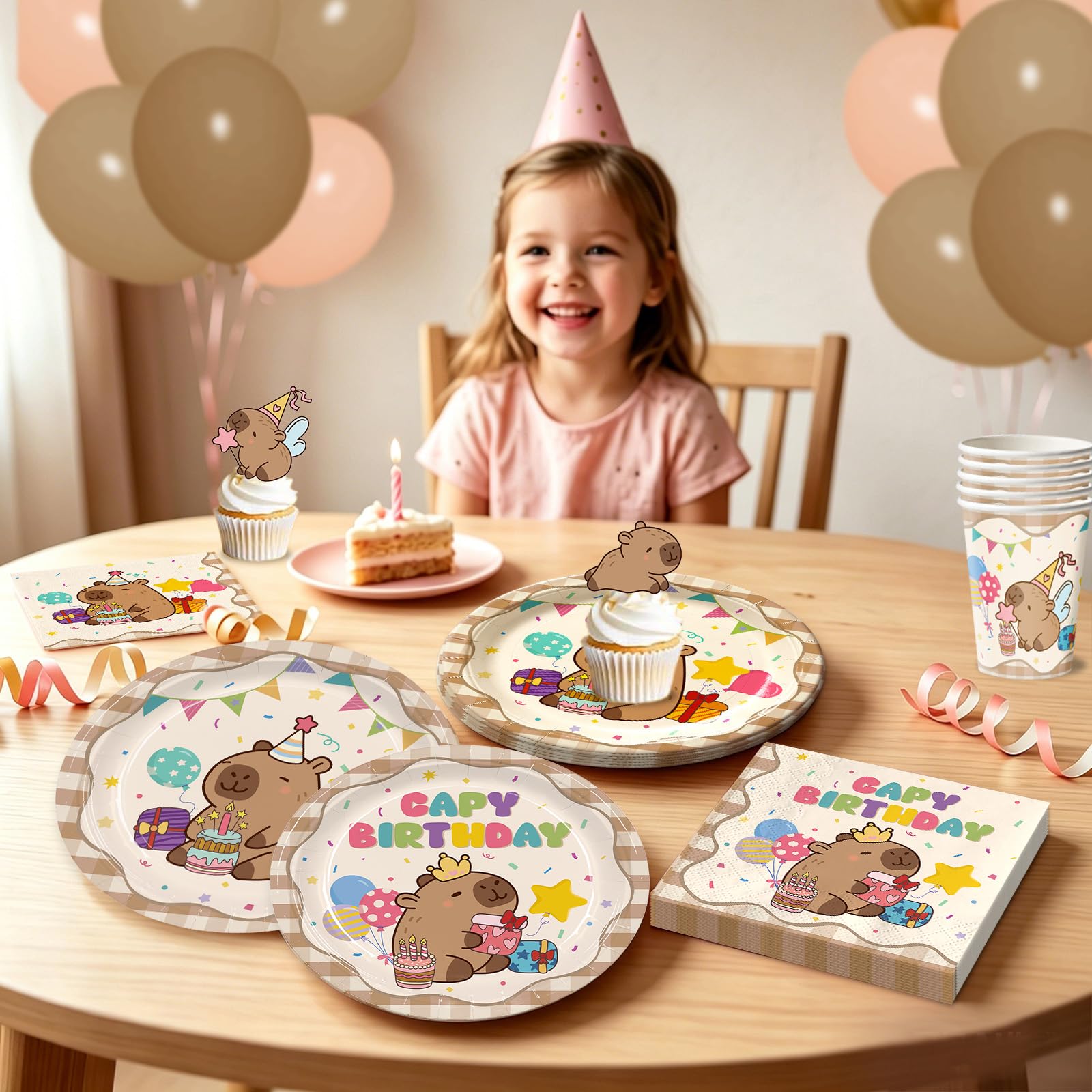182pcs Capybara Birthday Party Decorations Plates Napkins Serve 20 Guests