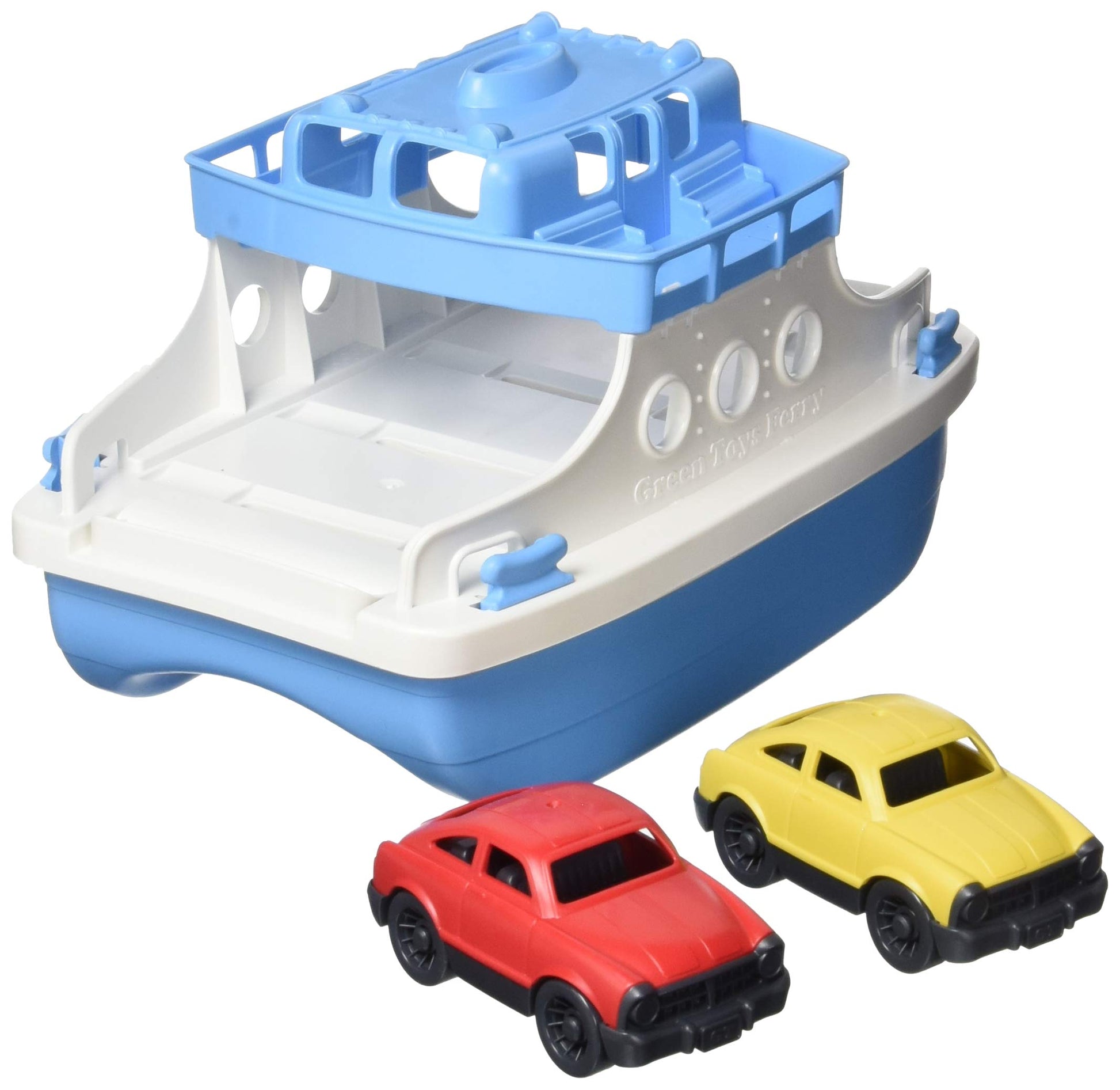 Green Toys Ferry Boat, Blue/White 4C - Pretend Play, Motor Skills, Kids Bath Toy Floating Vehicle. No BPA, phthalates, PVC. Dishwasher Safe, Recycled