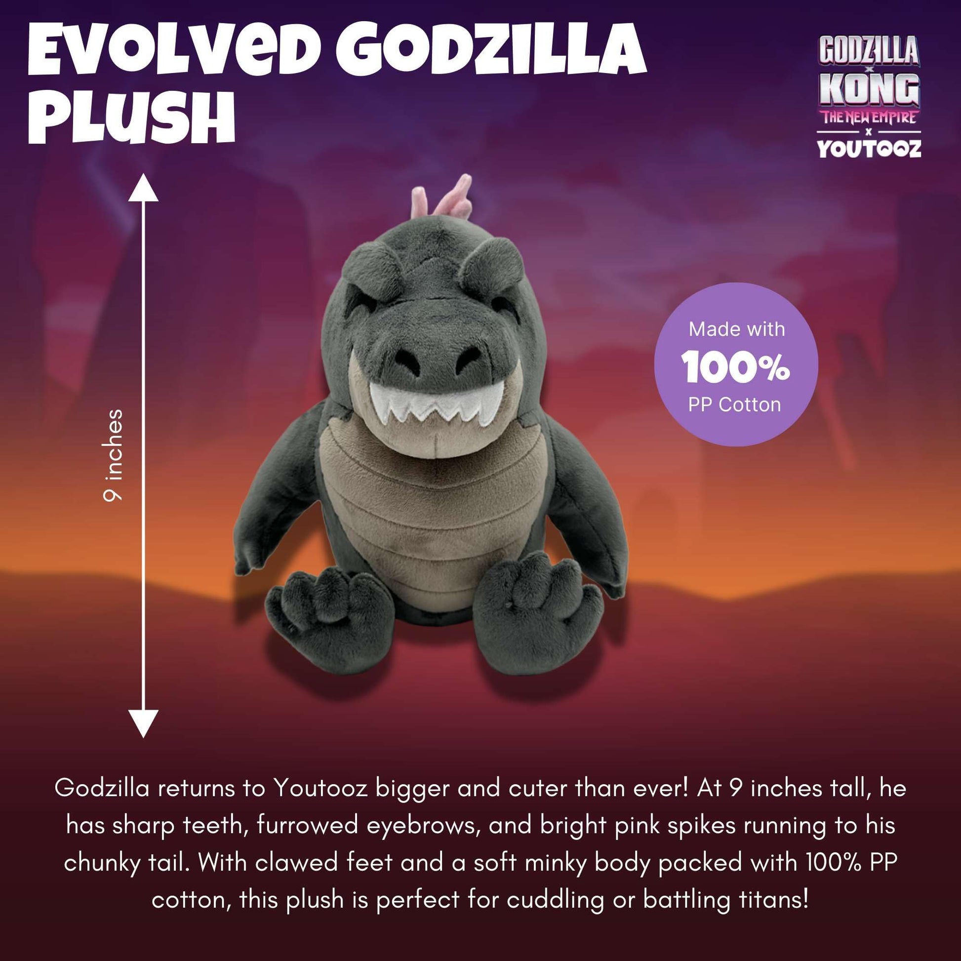 Youtooz Godzilla x Kong Evolved Godzilla 9" Plush - Collectible from The New Empire - Youtooz Plush Collection