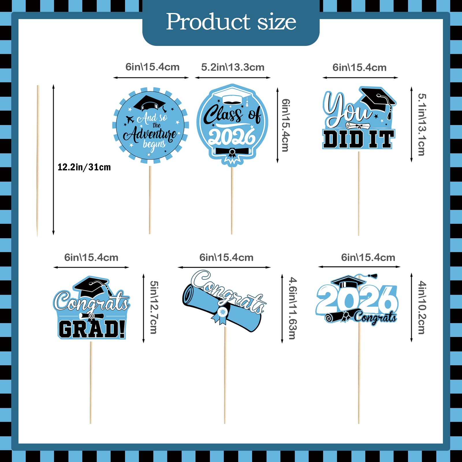 24Pcs Light Blue Graduation Centerpieces for Tables 2026 Graduation Decorations Class of 2026 Graduation Table Tecorations Graduation Party