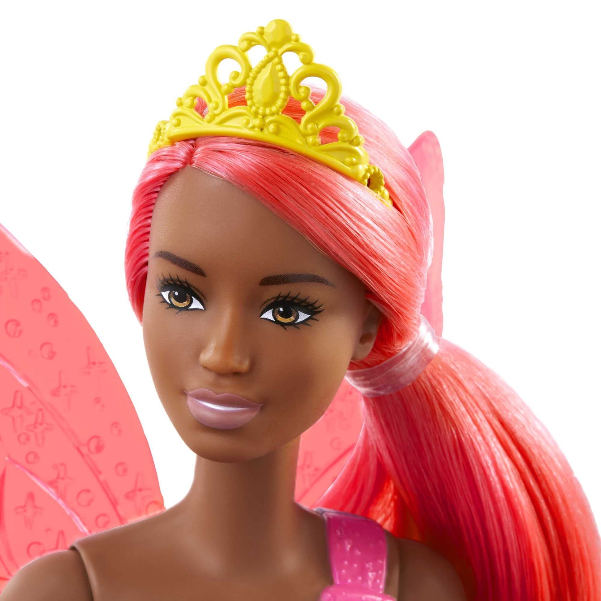 Barbie Dreamtopia Fairy Fashion Doll & Accessories, Pink Hair with Removable Skirt, Headband & Wings