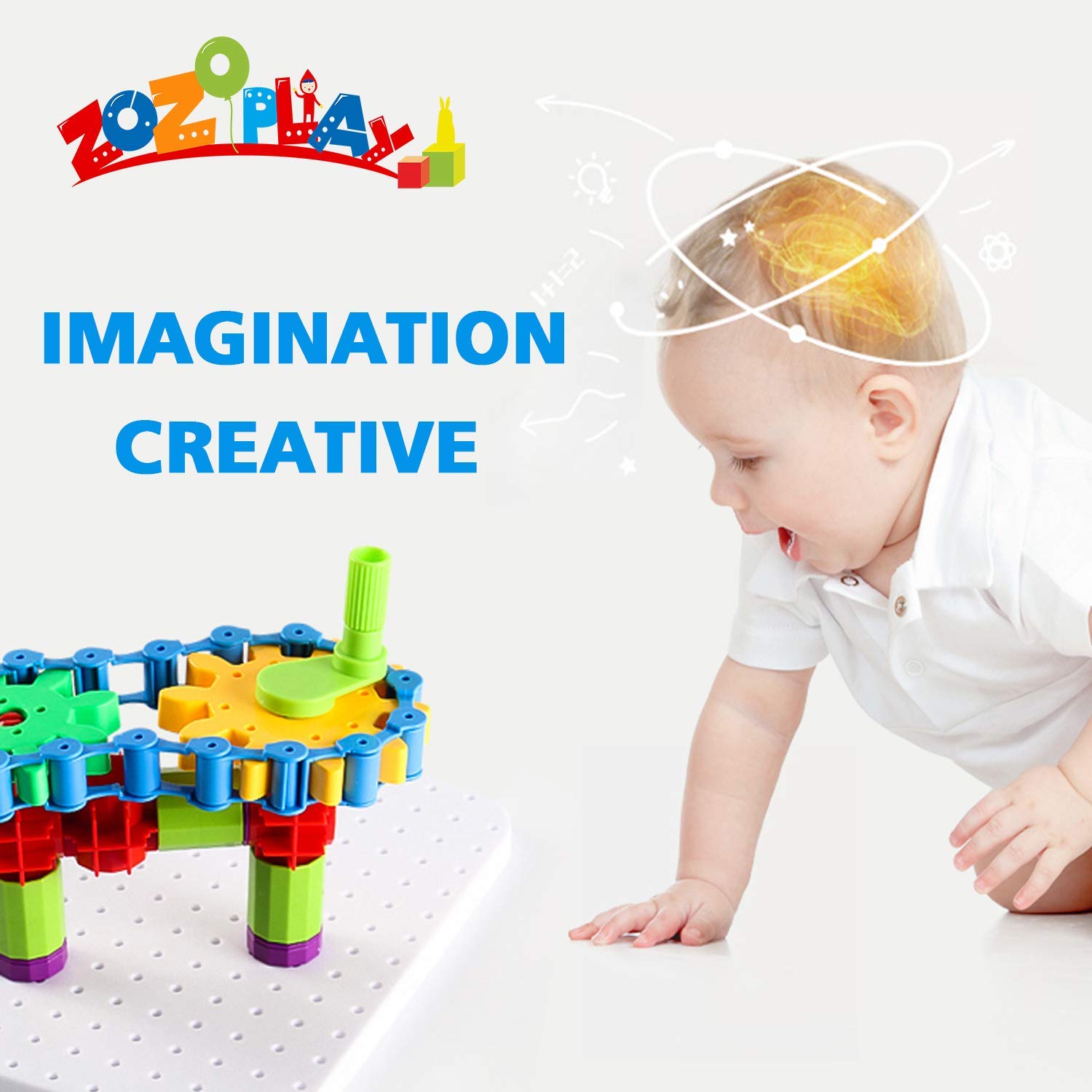ZOZOPLAY STEM Learning Toy - 170 PCS Creative Engineering Gears & Construction Building Blocks, Kids Gears Toy Educational Set for Boys and Girls Ages