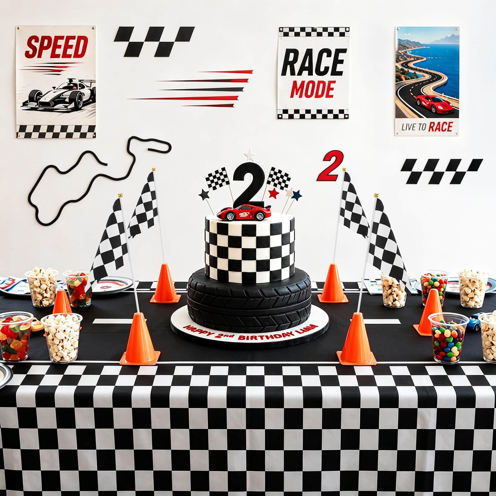 Piokio 20 Pack 8"x5.5" Black and White Checkered Racing Stick Flag, Racing Hand Held Stick Flags, for Nascar Race Party Supplies