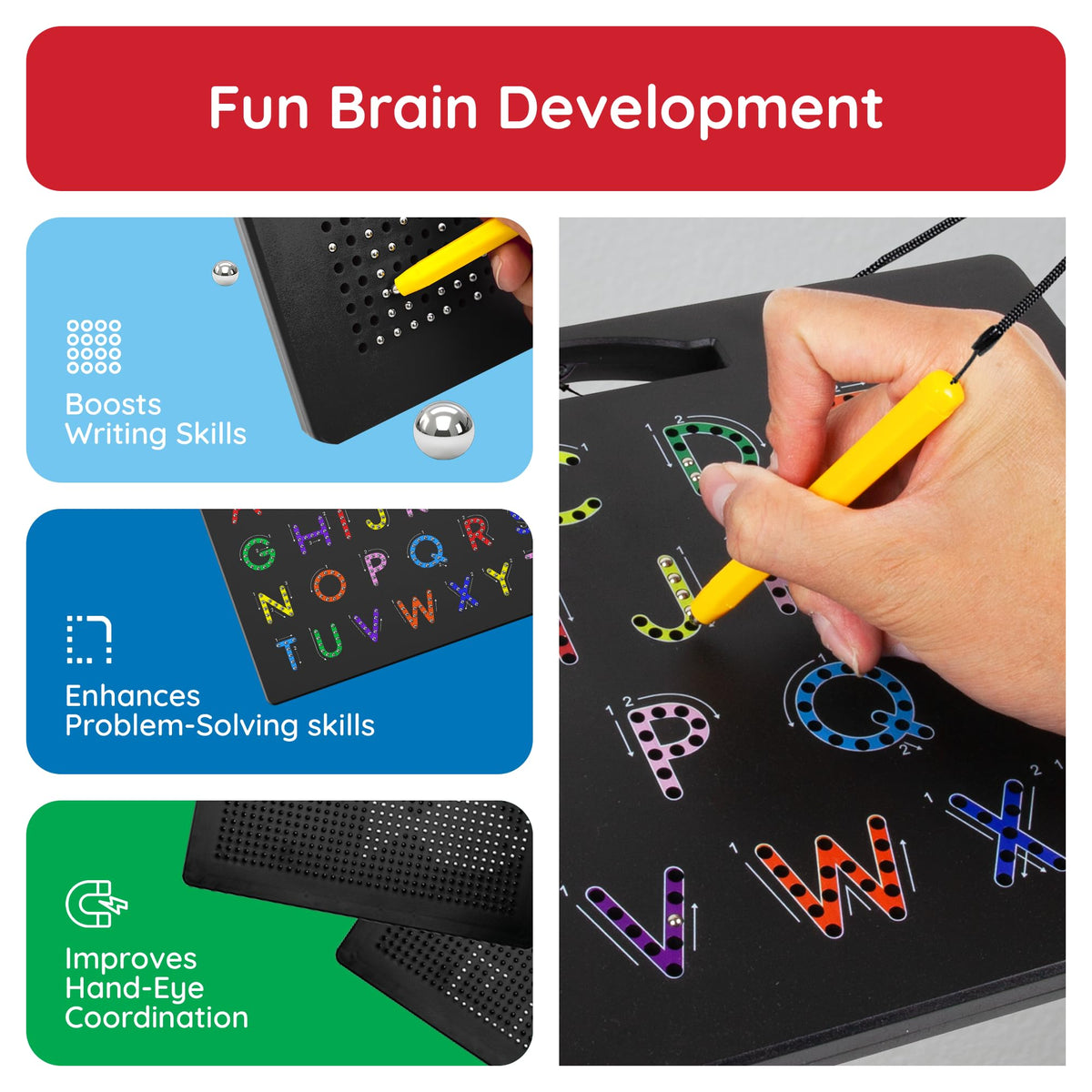 PicassoTiles Magnetic Letter Practice Board, 2-in-1 ABC Tracing Pad, Age 3+