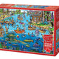 Cobble Hill 1000 Piece Puzzle - DoodleTown: Gone Fishing - Sample Poster Included