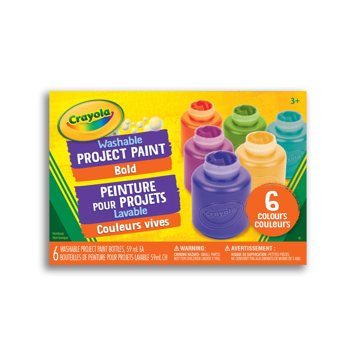Crayola Washable Project Paint, 6 x 2oz Bold, Multicolor
