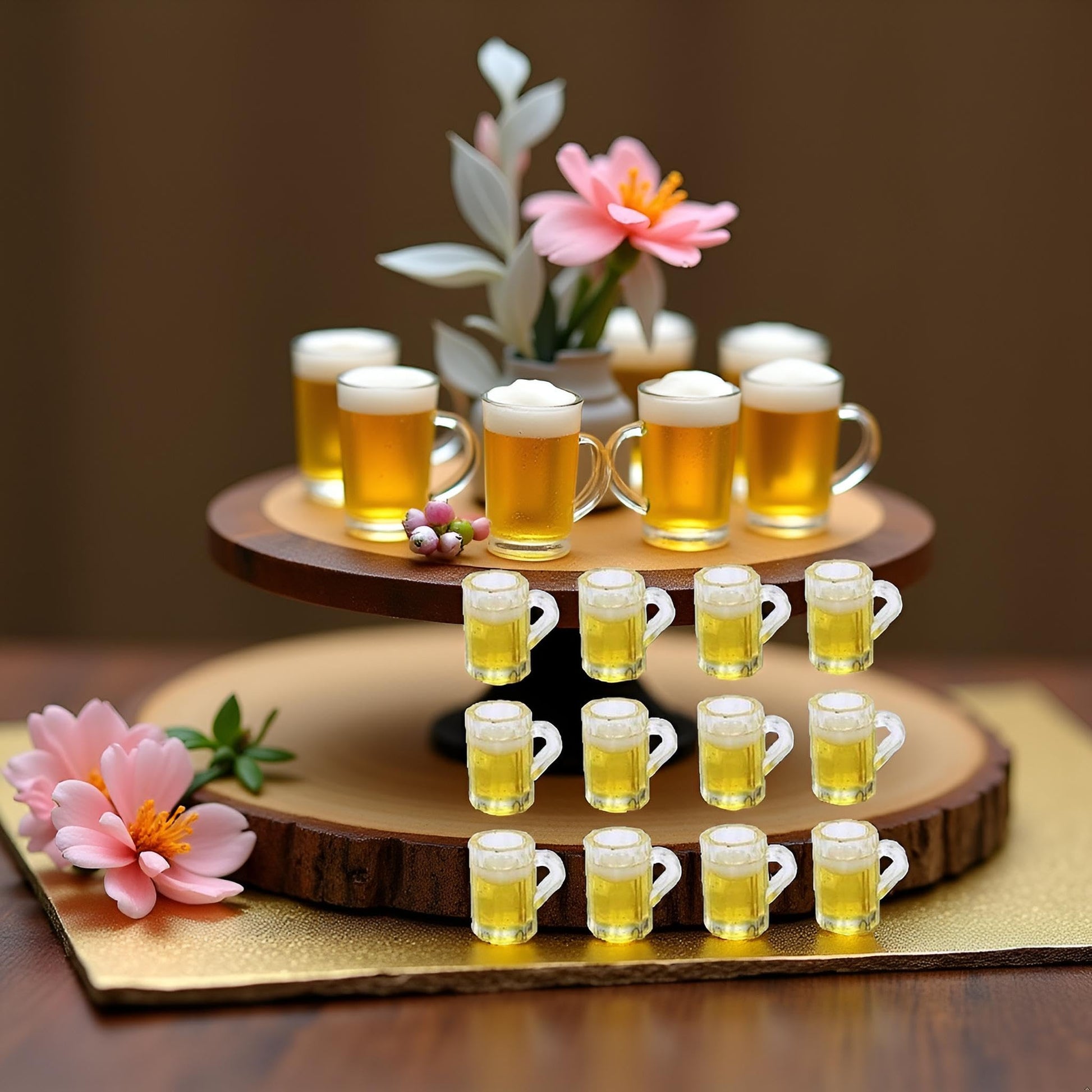 12Pcs Beer Cup, Miniature Cups, Dollhouse Mug Model for Miniature Dollhouse Accessories with Realistic Looking Beer Practical Processed Party