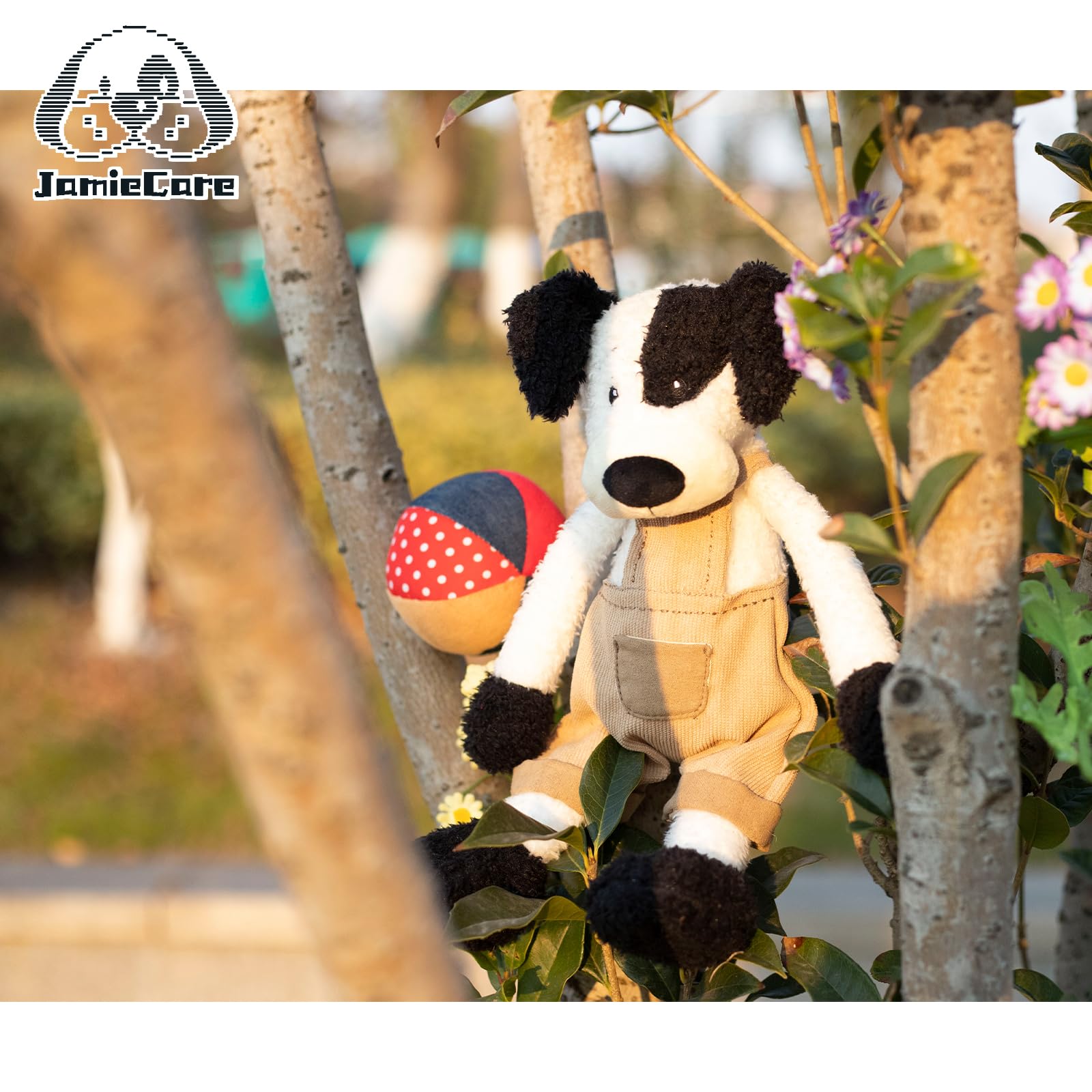 JamieCare 16" Dog Dolls Shaped Plush Stuffed Animal Toy in Overalls