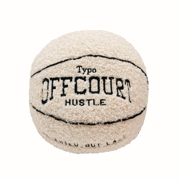 Tezimjia 2023 New Offcourt Basketball Pillow, 11" Basketball Shaped Teddy Fleece Embroidered Throw Pillow Fuzzy Plush Toy Gifts for Kids Boys Girls