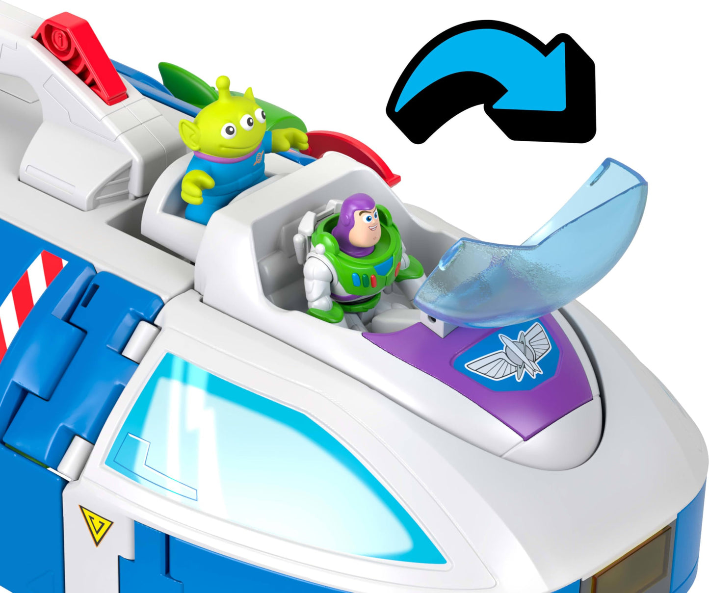 Fisher-Price Imaginext Transforming Buzz Lightyear Ship Toy Vehicle with Lights, Sounds,3-inch Action Figures, Launcher and Projectiles