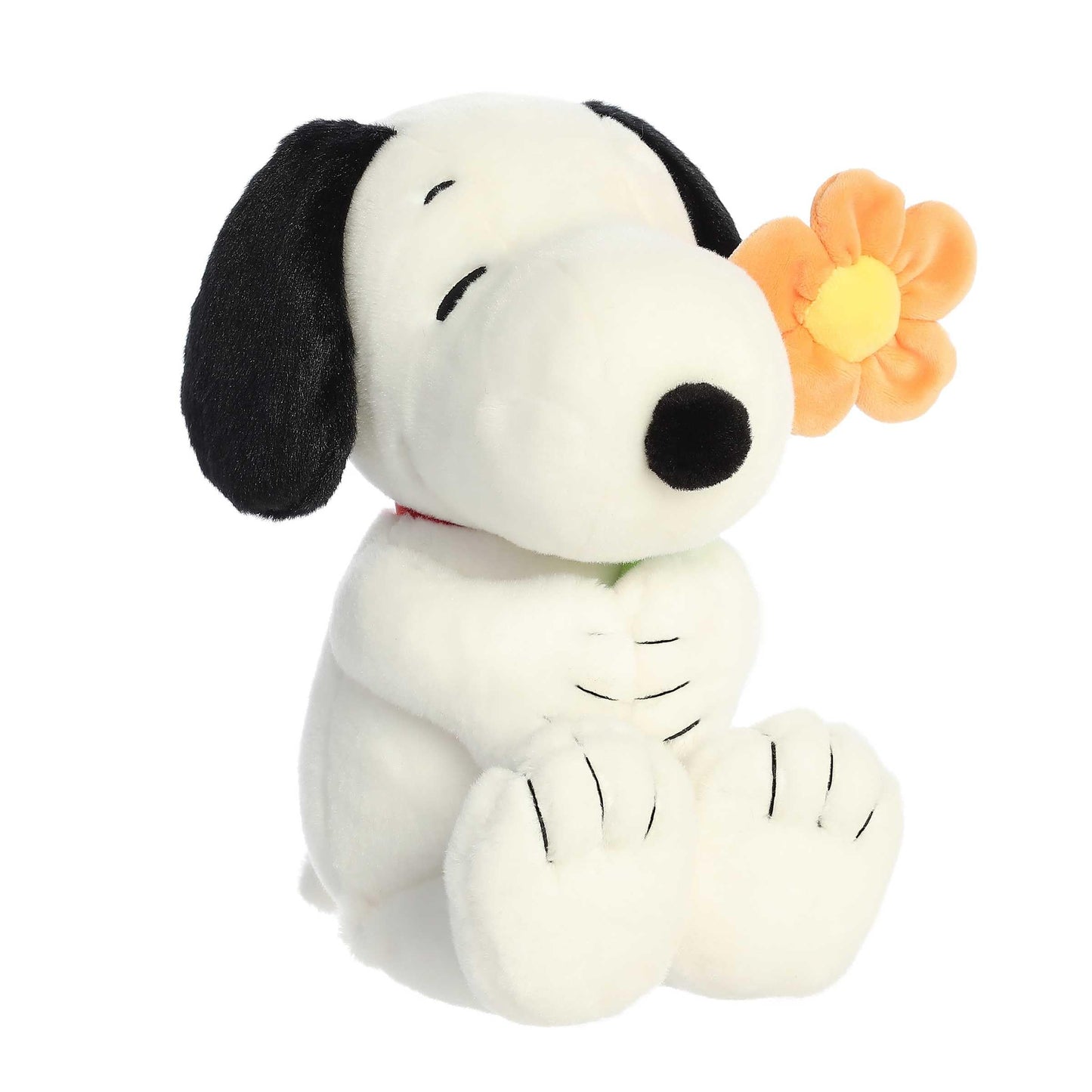 Aurora Peanuts Snoopy Stuffed Animal, 11 Inch Classic Snoopy Plush Holding Flower, Soft Cuddle Companion Character Toy and Nostalgic Snoopy Gifts
