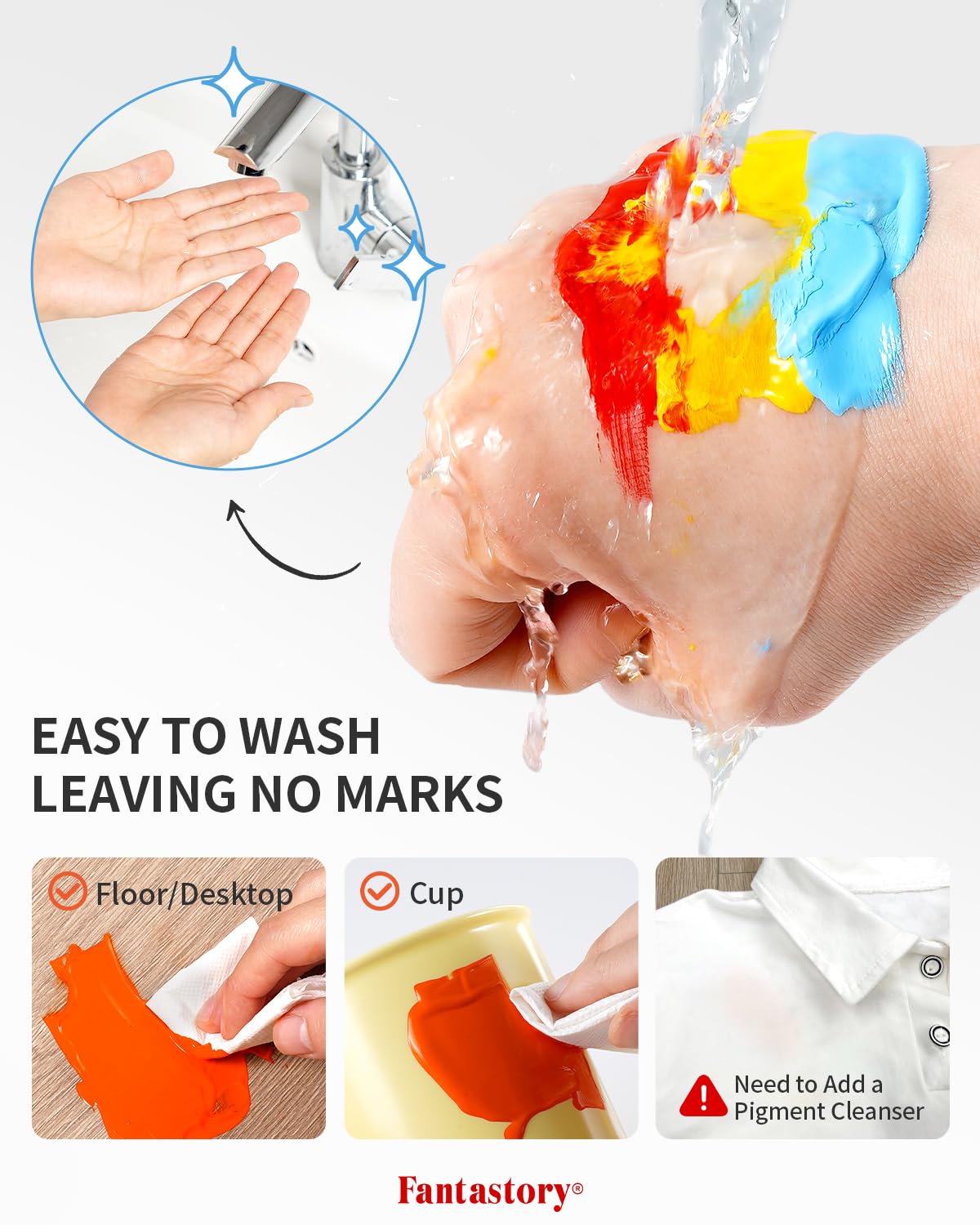 Fantastory Tempera Paint for Kids 24 Colors (2 oz Each) Washable Tempera Paint, Kids Poster Paint Sponge Painting, Non-Toxic Kids Paint Finger Paints