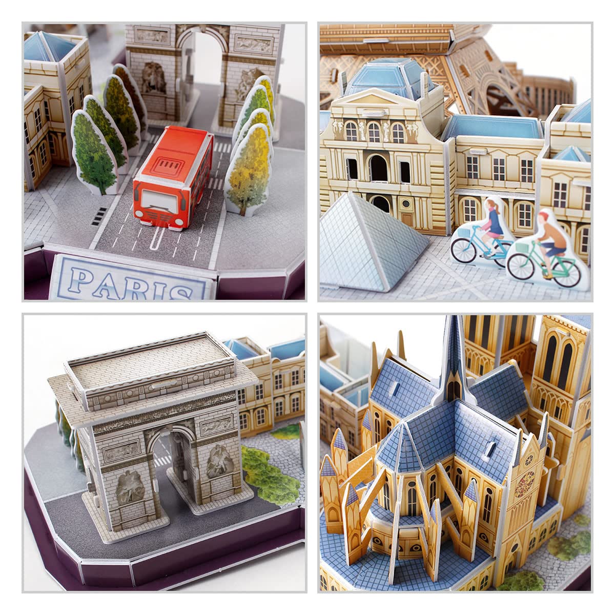 Revell Paris Skyline 3D Puzzles for Adults and Kids Ages 10 Years and up Arts Crafts Building - Eiffel Tower, Notre Dame, Louvre, Arc de Triomphe