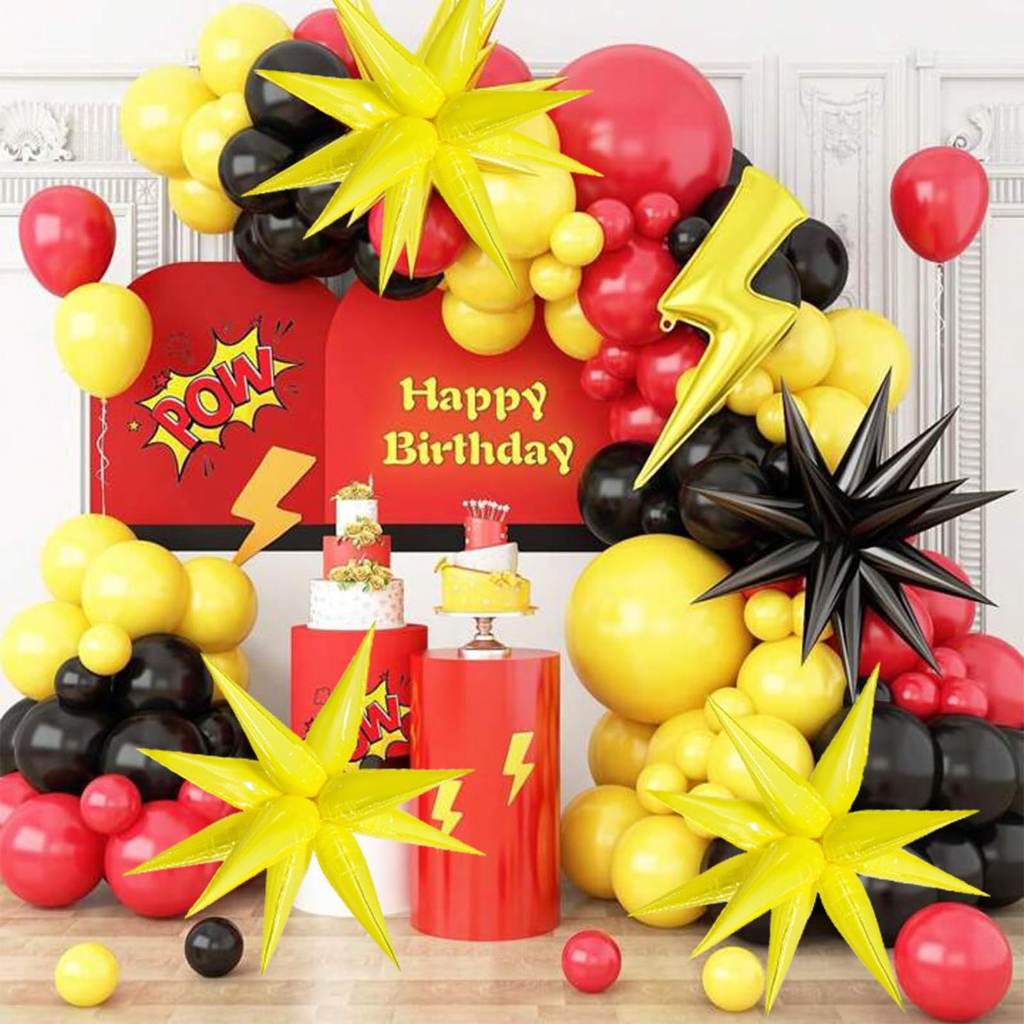 60 Pcs Yellow Star Balloons 26 inch Large Explosion Star Balloon 12 Point Spike Foil Balloons for Birthday Wedding Sunflower Lemon Party Decoration