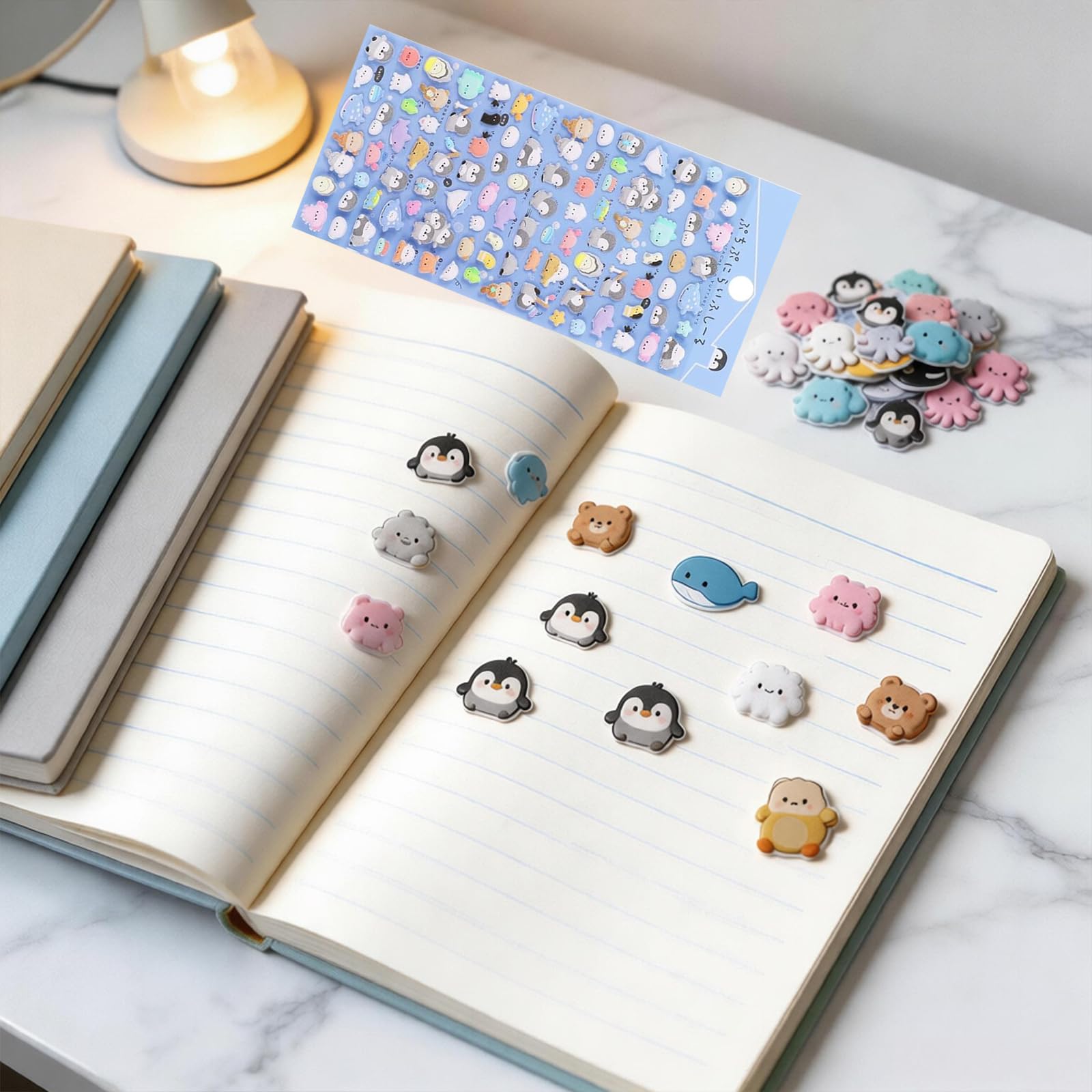 600+ Cute Mini Puffy Stickers Set Small 3D Stickers for Tiny Stickers for Phone Case Notebook Scrapbooking Pack of Varied Designs Dog Cat Penguin
