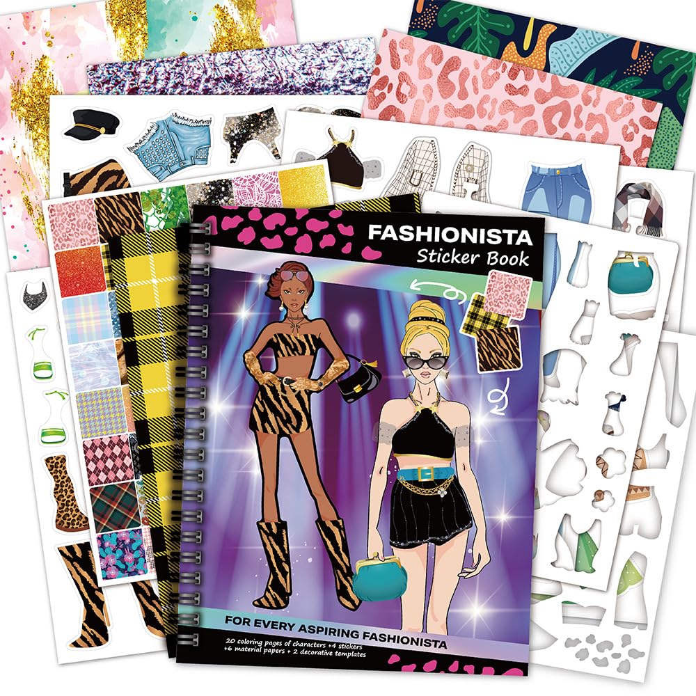 8.5"×6.5" Dressup Sticker Book - 20 Pages Portable Sticker Activity Book with Fashion Design Stickers for Teens & Adults, Creative Dressup Fun