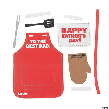 Fun Express Father’s Day Apron Card Craft Kit - Makes 12 - Gifts for Kids