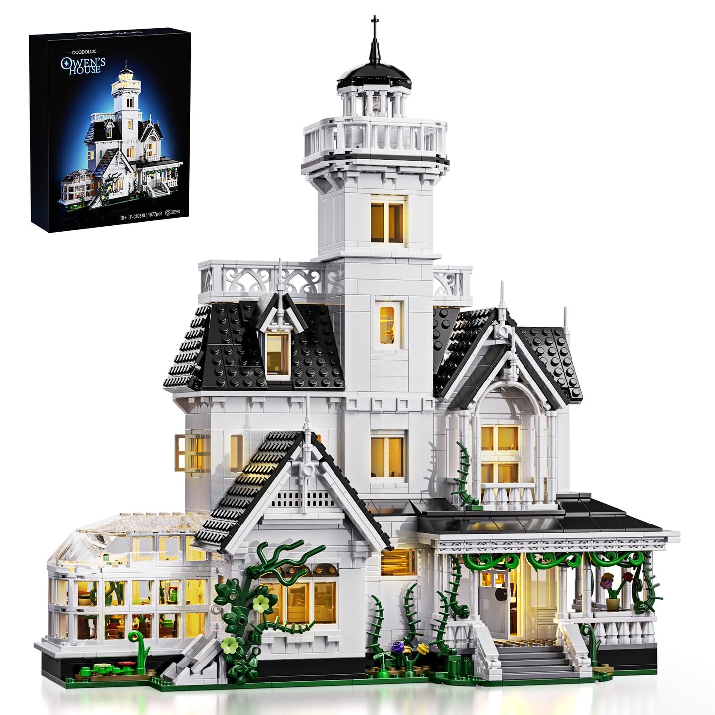 Magic House Building Set with LED Light, Owens House Blocks Toy, Creator Architecture Model Building Kit, Compatible with Lego Horror House, Home