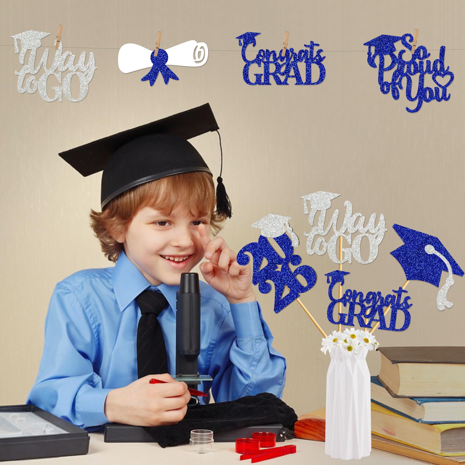 24Pcs Graduation Centerpieces for Tables 2026 Graduation Centerpiece Sticks Class of 2026 Centerpiece Sticks for Graduation Table Decorations