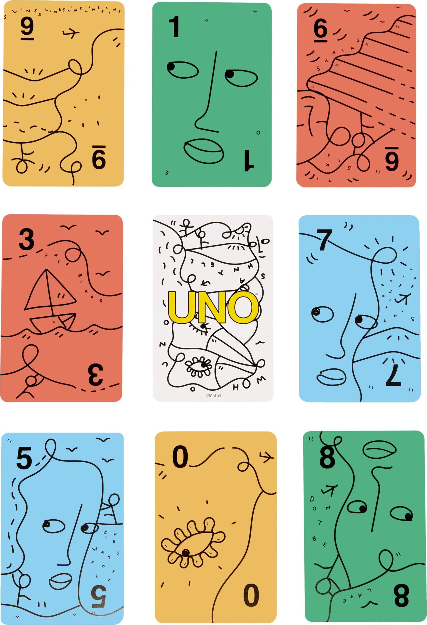 Mattel Games UNO Artiste Shantell Martin Card Game for Kids, Adults & Family Night, Collectible Deck Featuring Graphics & Art by Shantell Martin