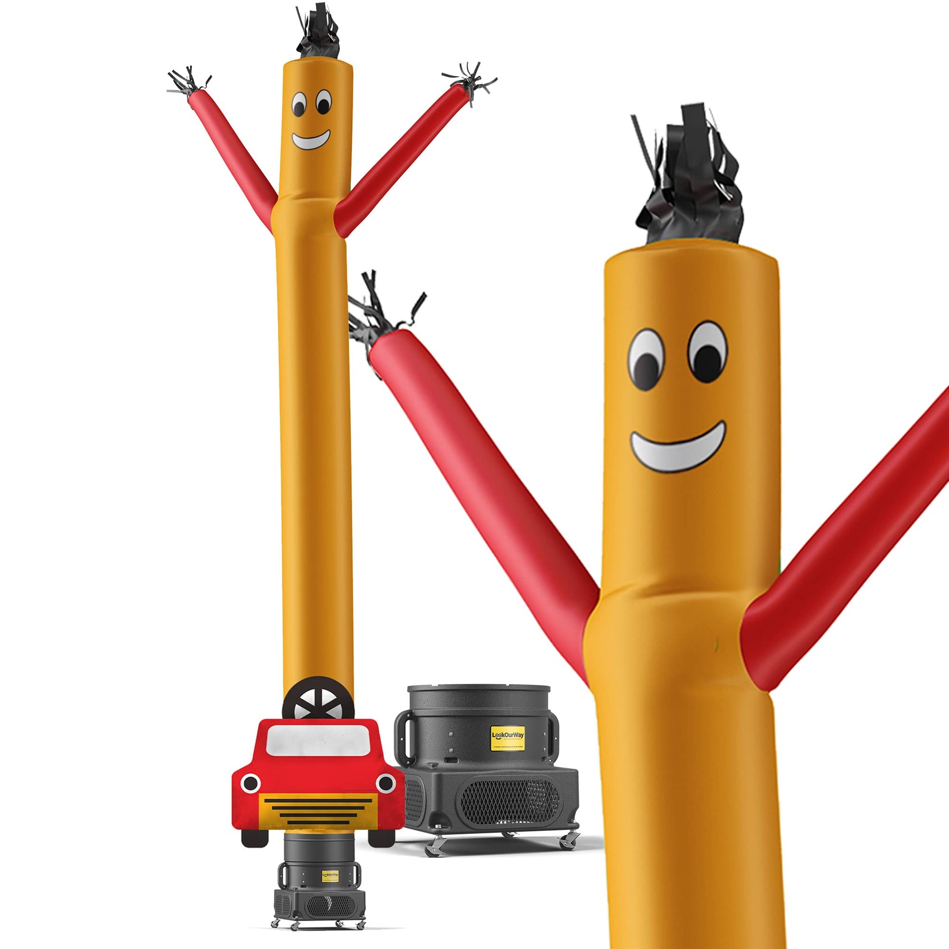LookOurWay Air Dancers Wacky Waving Inflatable Tube Guy Set - 20ft Tall Inflatable Puppet Dancer Tube Man with Blower - Yellow, Cartoon, Grand